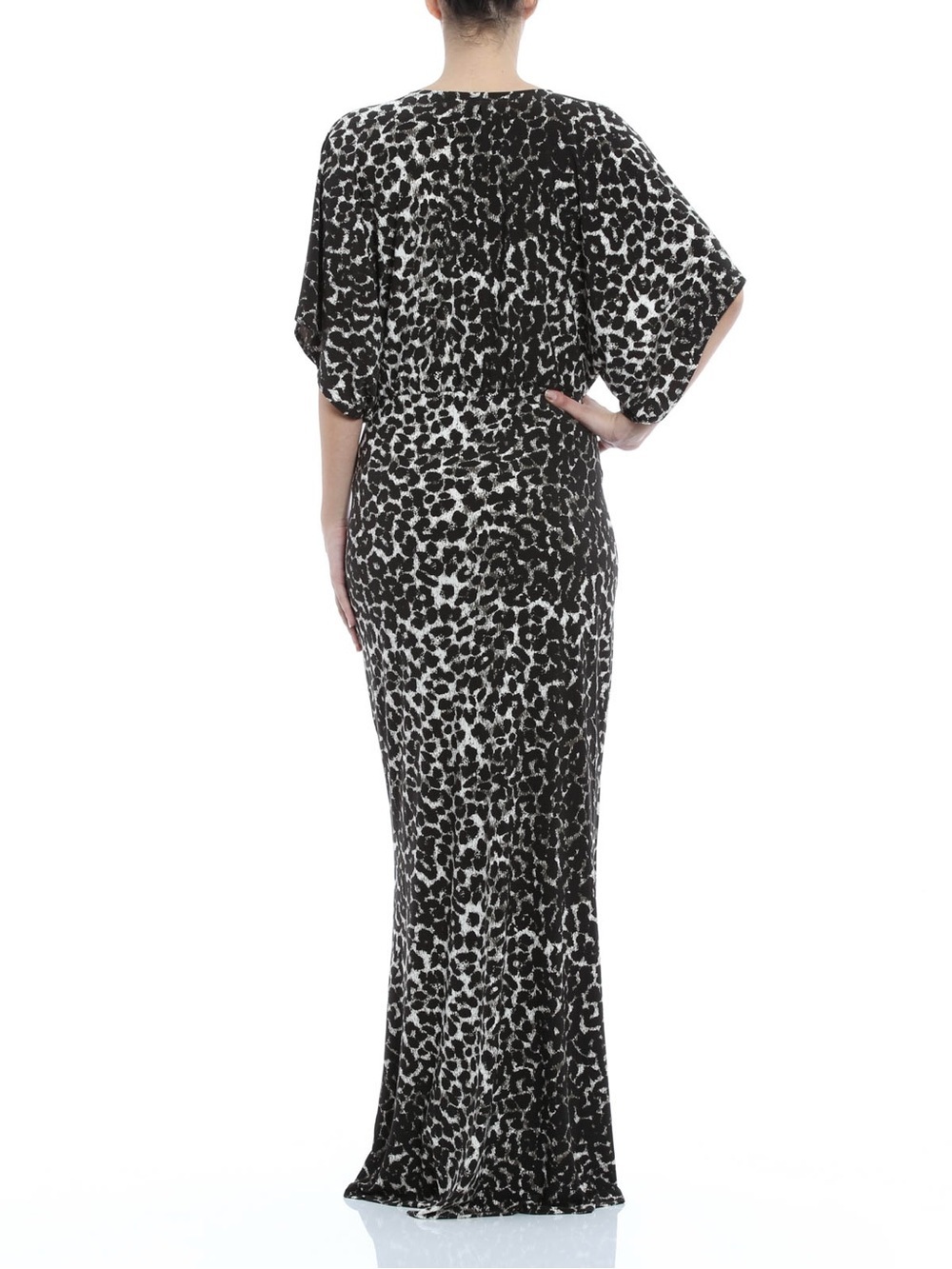Norma Kamali x Kamali Kulture Leopard Print Stretch Jersey Maxi Gown Sz Med Boho - Picture 2 of 13